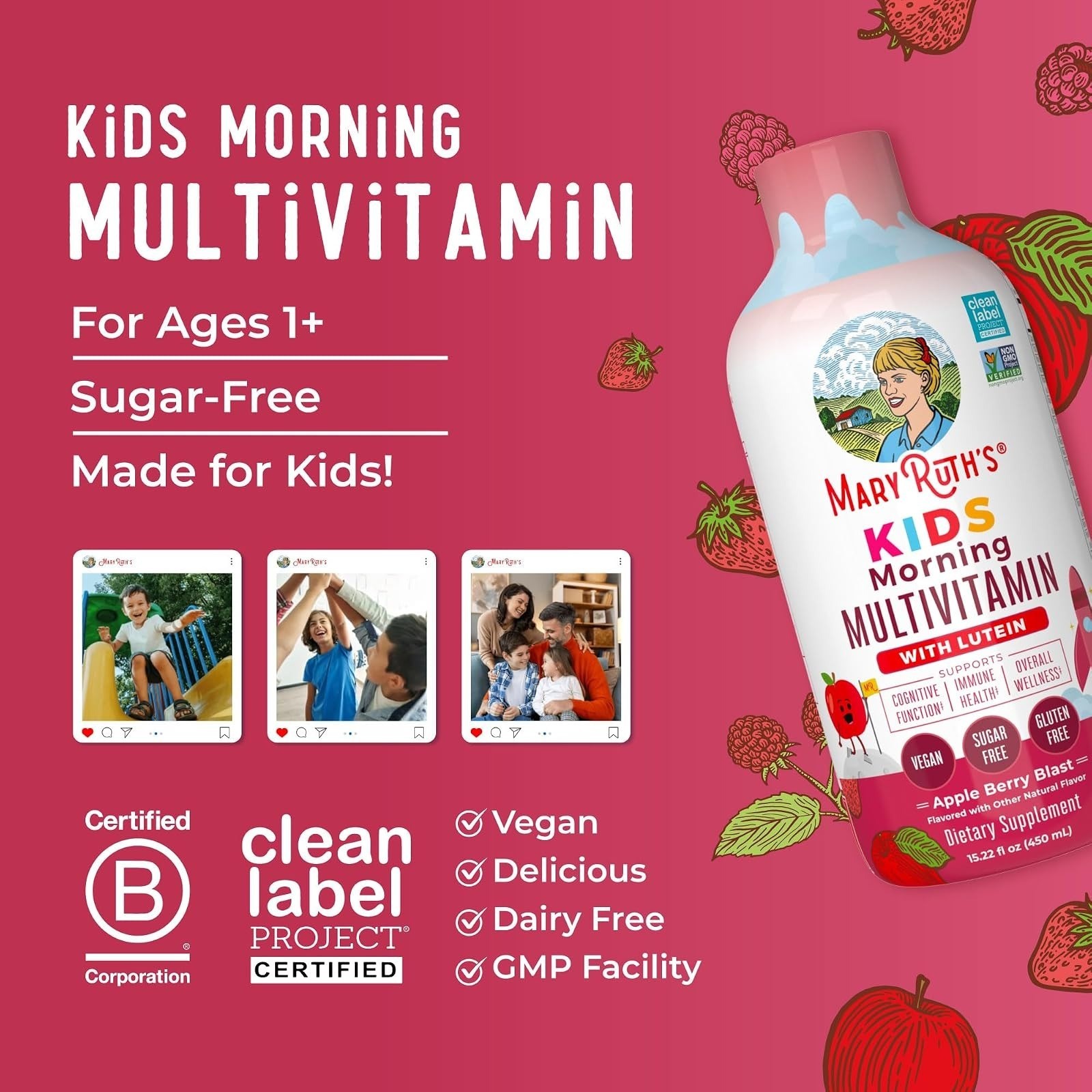MaryRuth’s Kids Liquid Multivitamin | Immune Support | Vegan | 15.22 fl oz