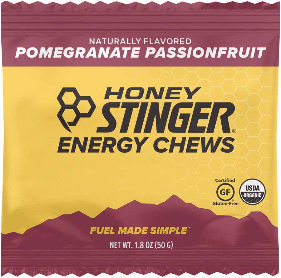 Honey Stinger Organic Energy Chews – Pomegranate, Passion Fruit, Box of 12