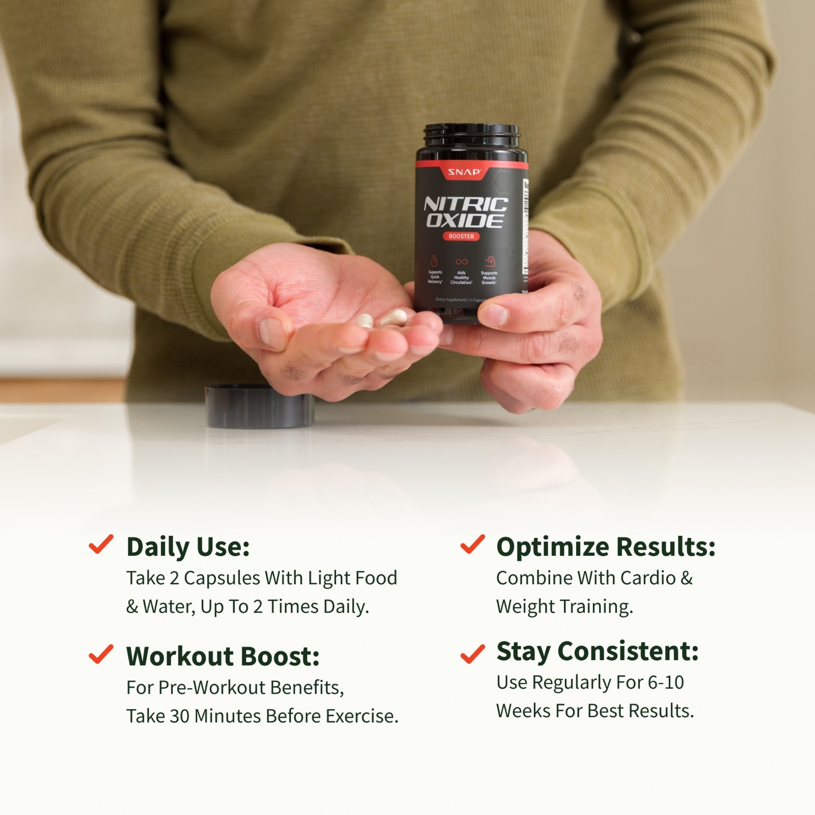 Nitric Oxide Booster Supplement L-Arginine L-Citrulline Pre Workout Pills 2-Pack