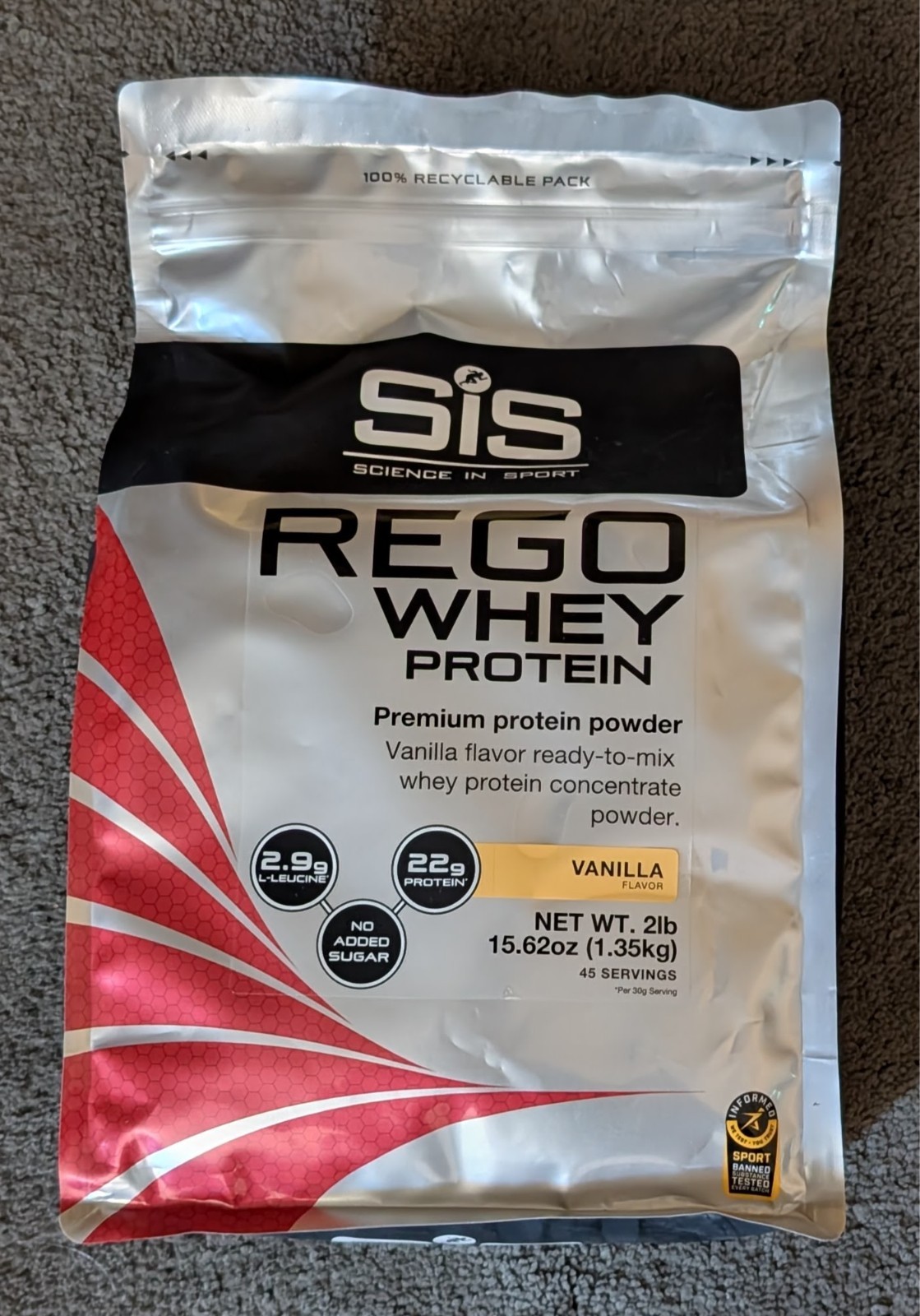REGO Whey Protein Drink Powder – 1.35kg – 2lbs 15.62oz – Vanilla – 45 Servings