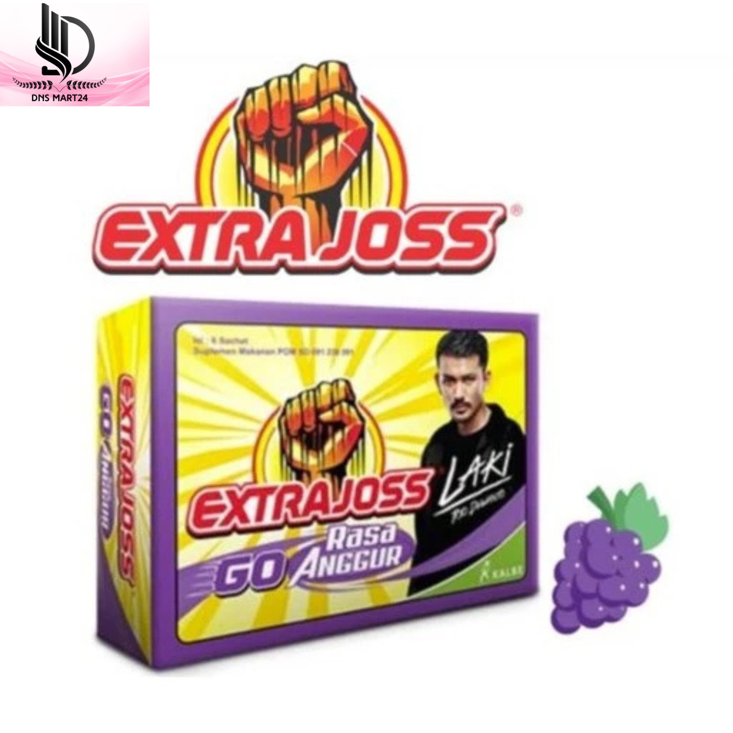 1 BOX (60 Sachet) Extra Joss Grape Flavour Sugar Free Energy Drink Powder