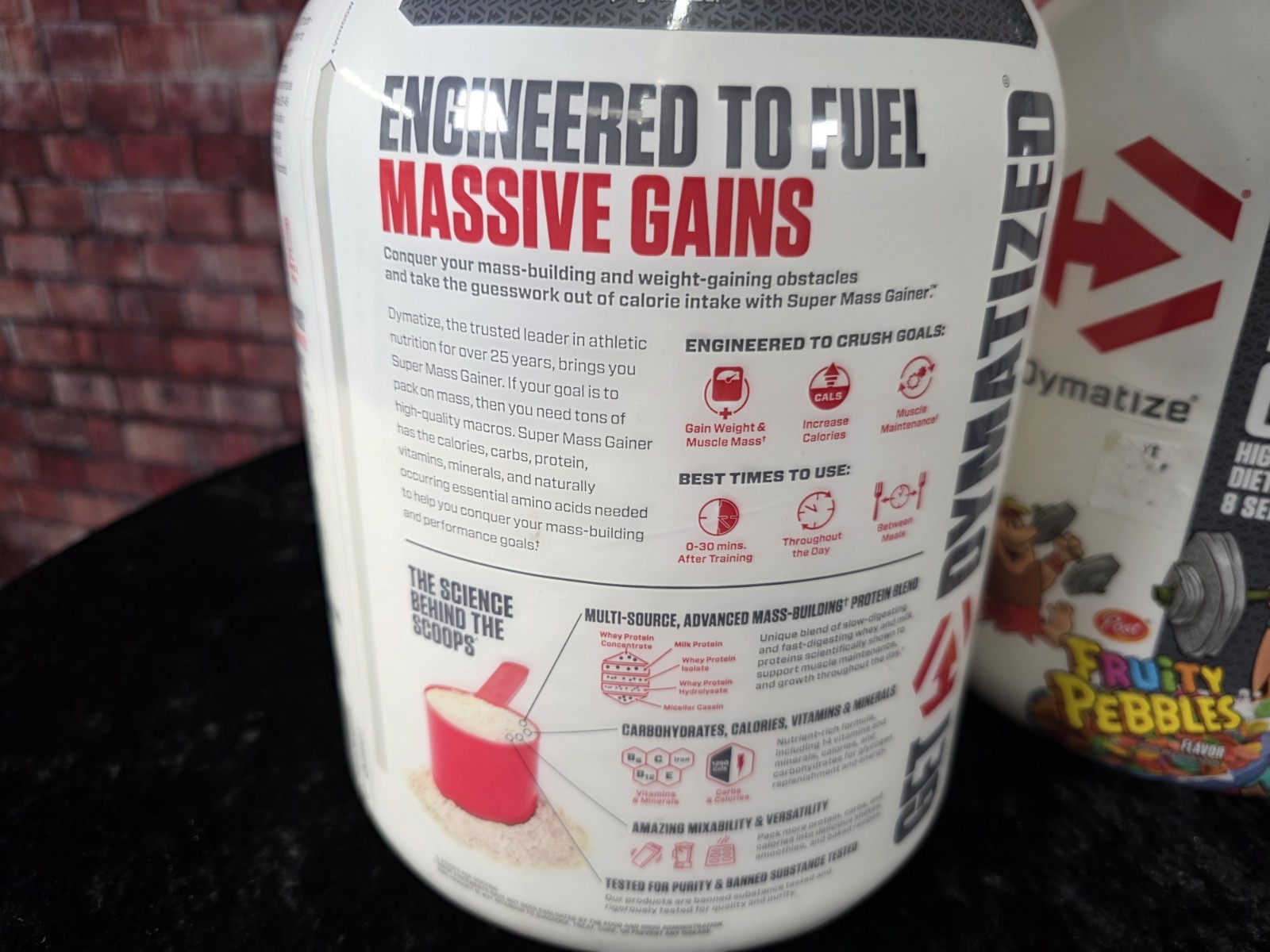 Lot of 2 Pk Dymatize, Super Mass Gainer, Fruity Pebbles, 6 Lbs Ea. 02/2026