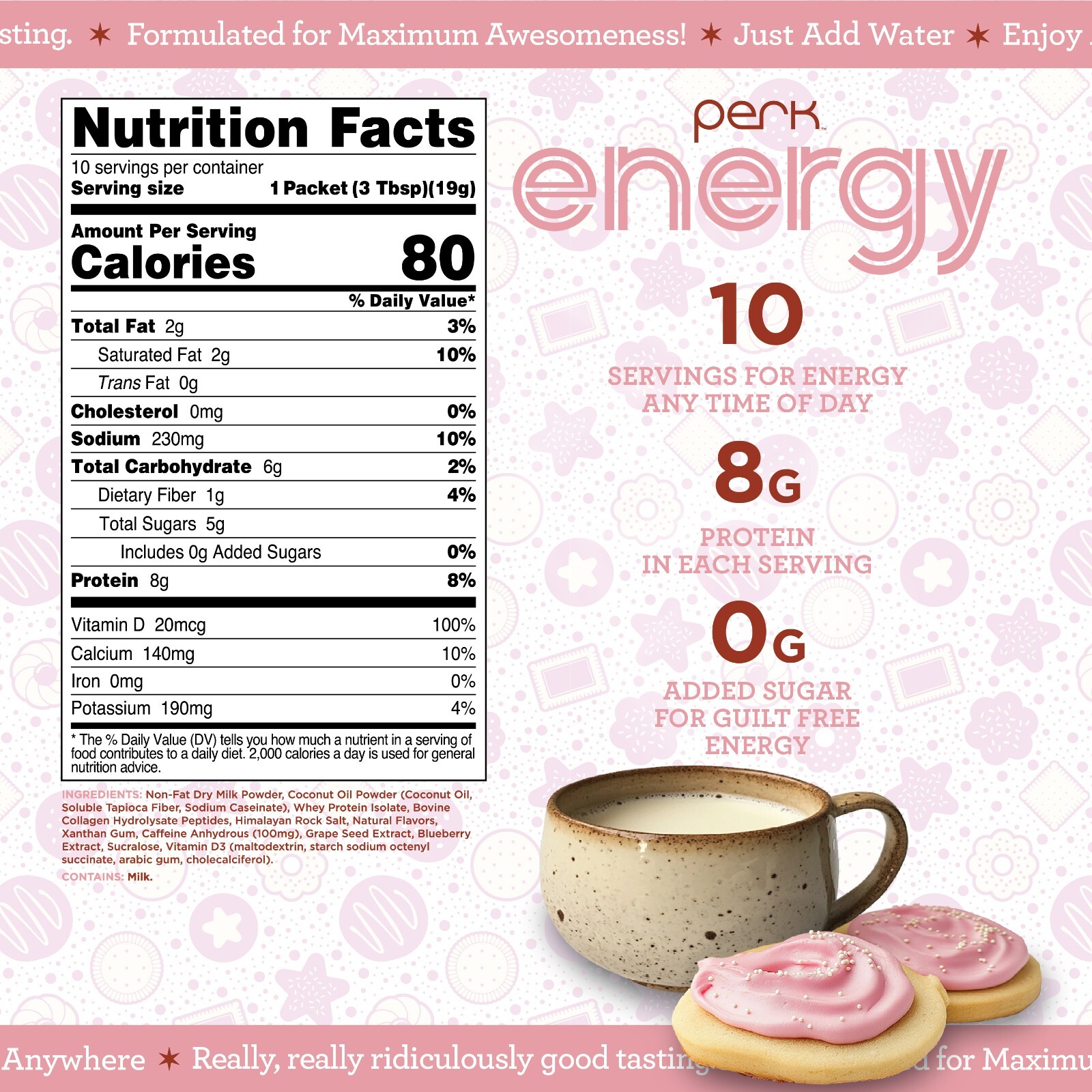 Perk Energy Sugar Cookie Flavored Drink Powder (10 Servings)