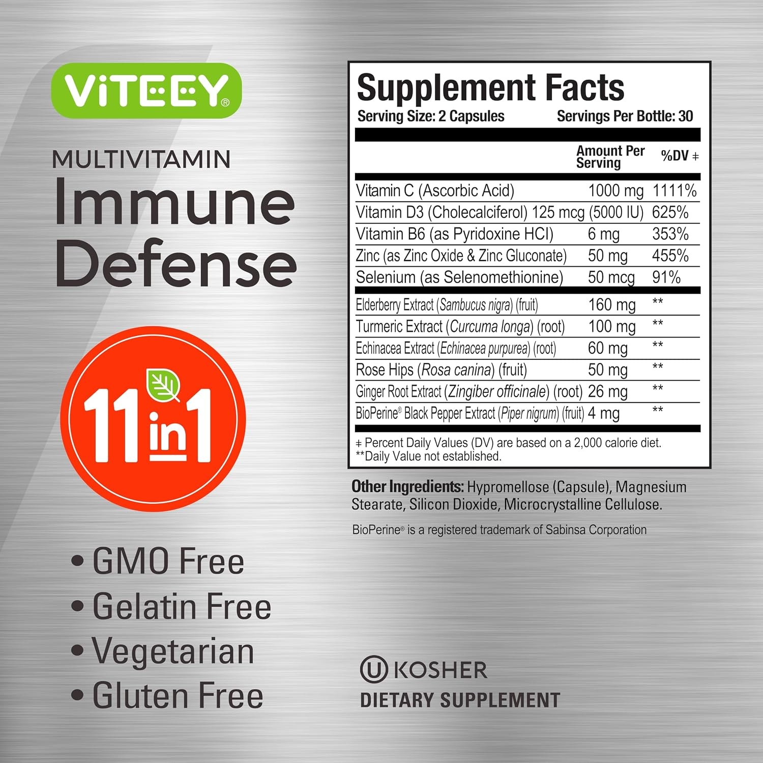 Viteey 11 in 1 Immune Support Supplement – Immune Defense | with Vitamin D3, B6,