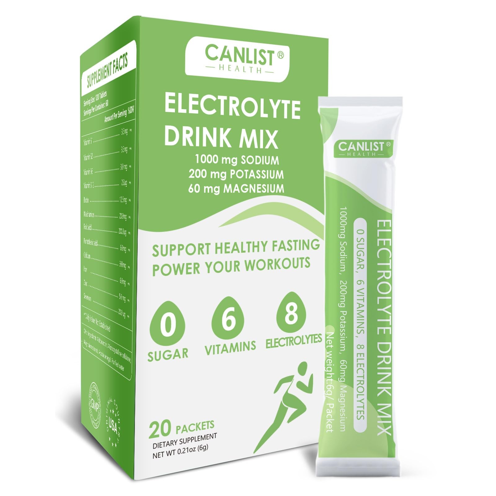 CANLIST Electrolyte Powder – Sugar Free Hydration Drink 4.2 Ounce (Pack of 1)