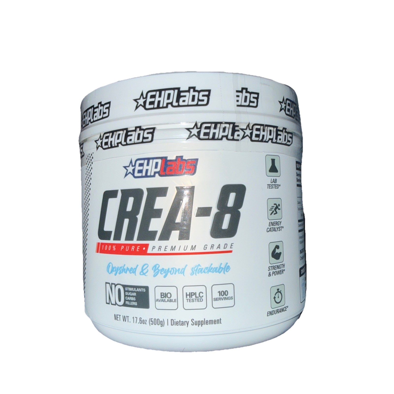 EHPLABS CREA-8 Micronized Creatine Monohydrate Powder Unflavored 500g EXP 2027