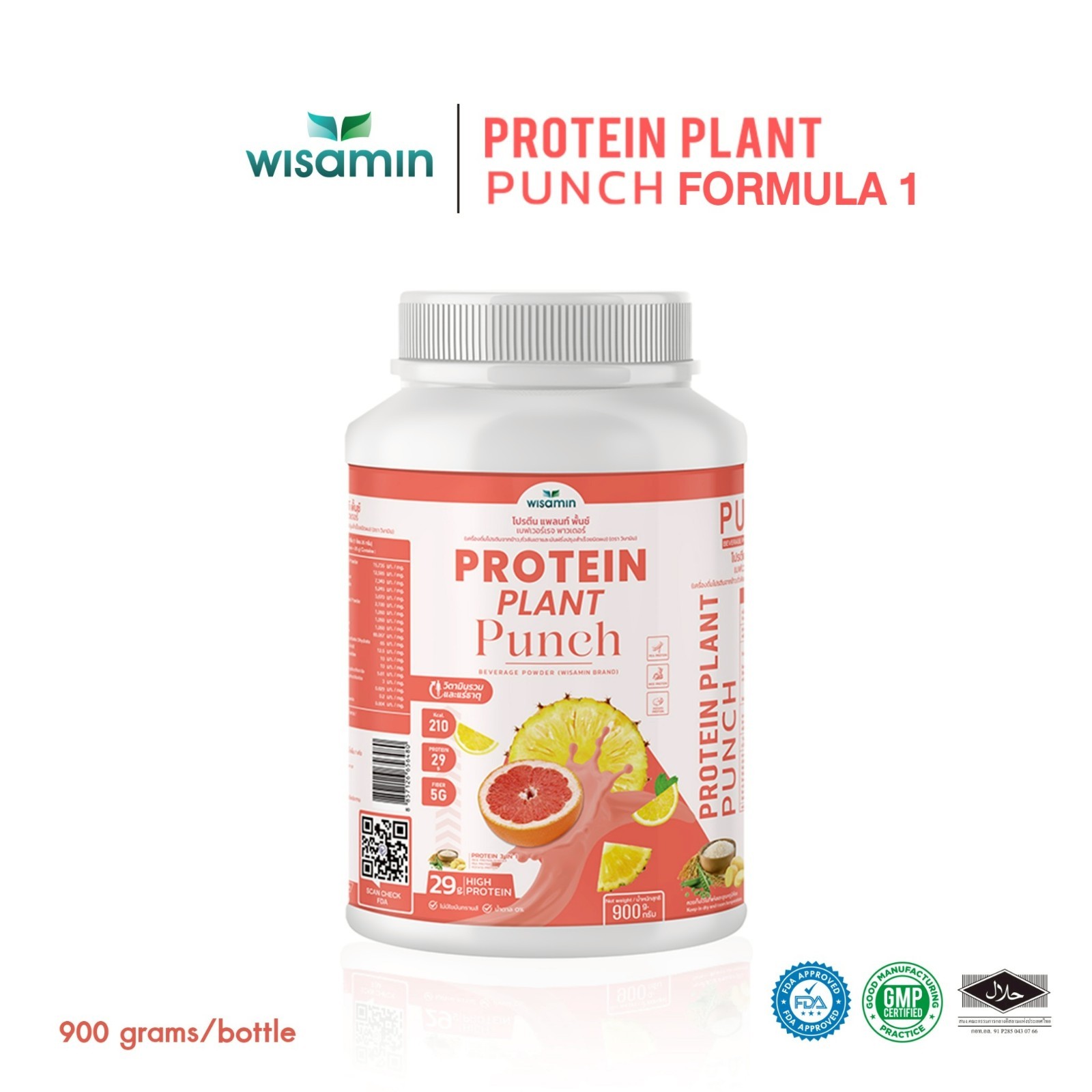 WISAMIN Plant Protein Punch Flavor 900g | 29g Protein, Organic, Vegan, Non GMO