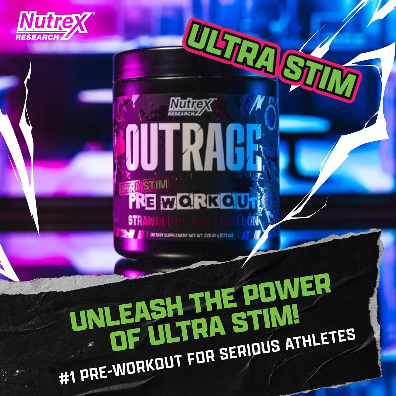 Outrage Ultra HIGH STIM Pre-Workout Powder for Men | 400Mg Caffeine, L-Citrullin