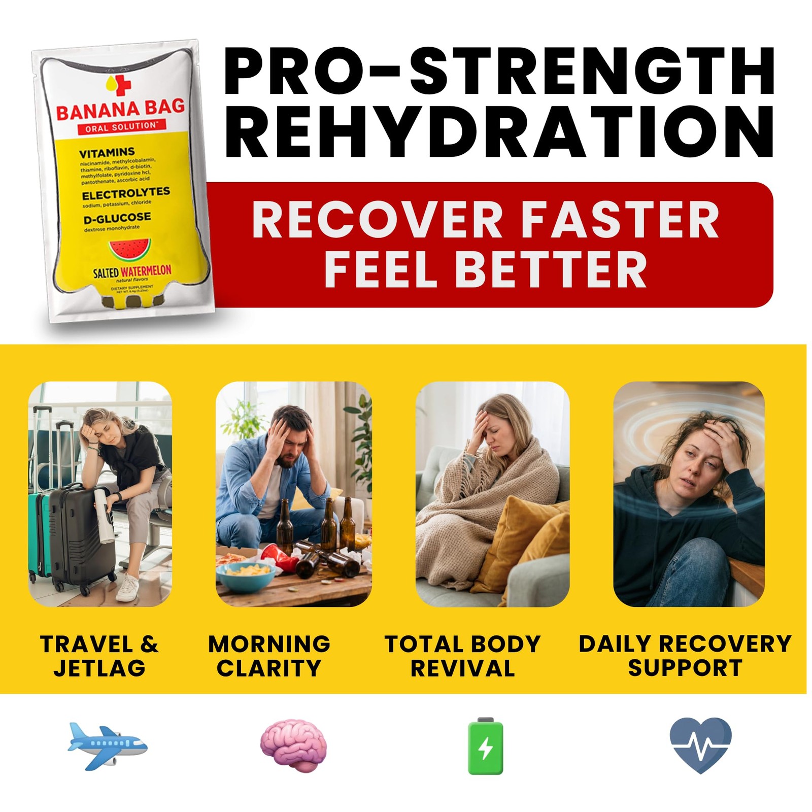 Banana Bag Oral Solution Packets 5Pk Electrolytes Powder Packets Drink Mixes