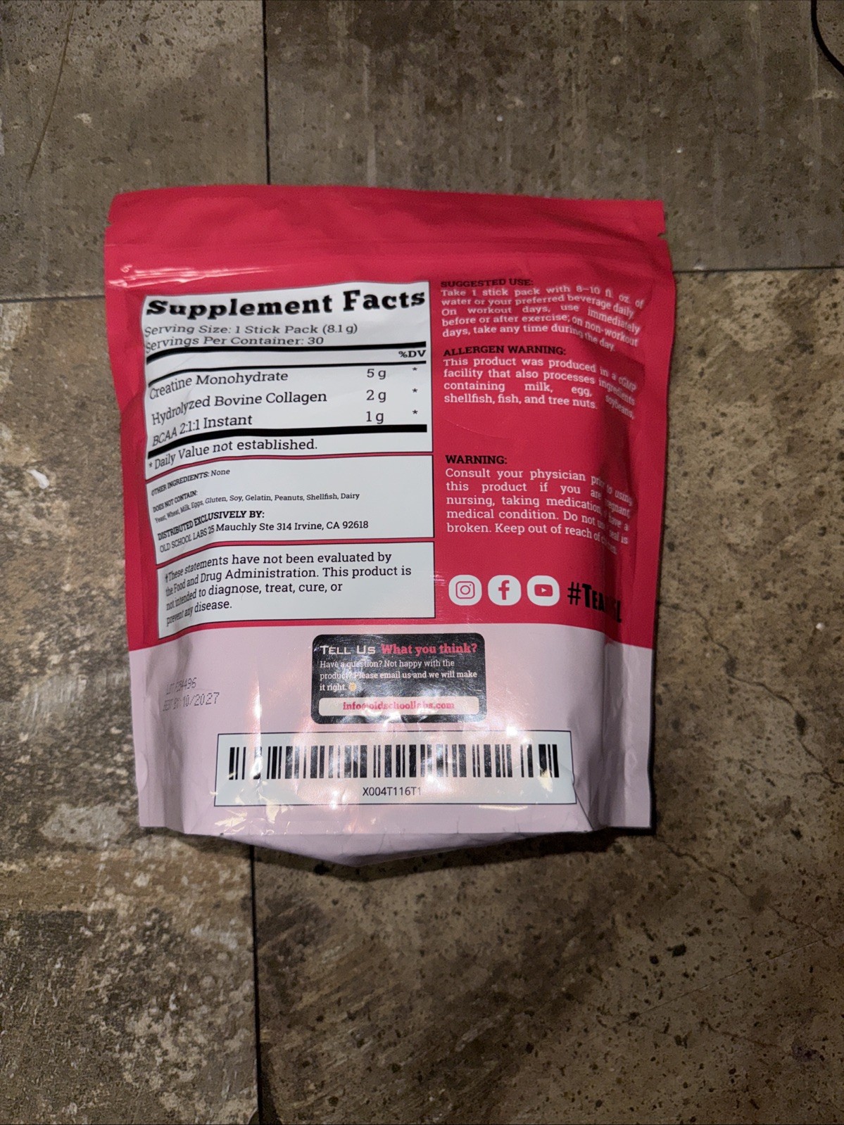 Old School Labs Creatine Monohydrate Collagen Powder 30 Packs