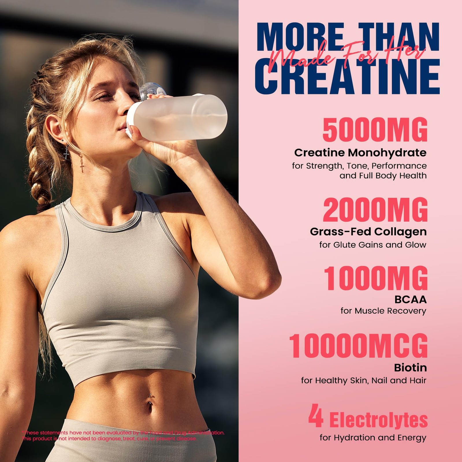 Creatine for Women, USP Grade Micronized Creatine Monohydrate Powder with Col…