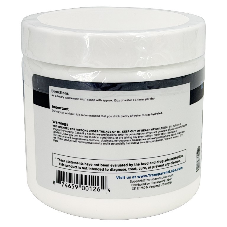 Transparent Labs Hydrate Electrolyte Formula Arctic Freeze 0.69 lbs- 40 Servings
