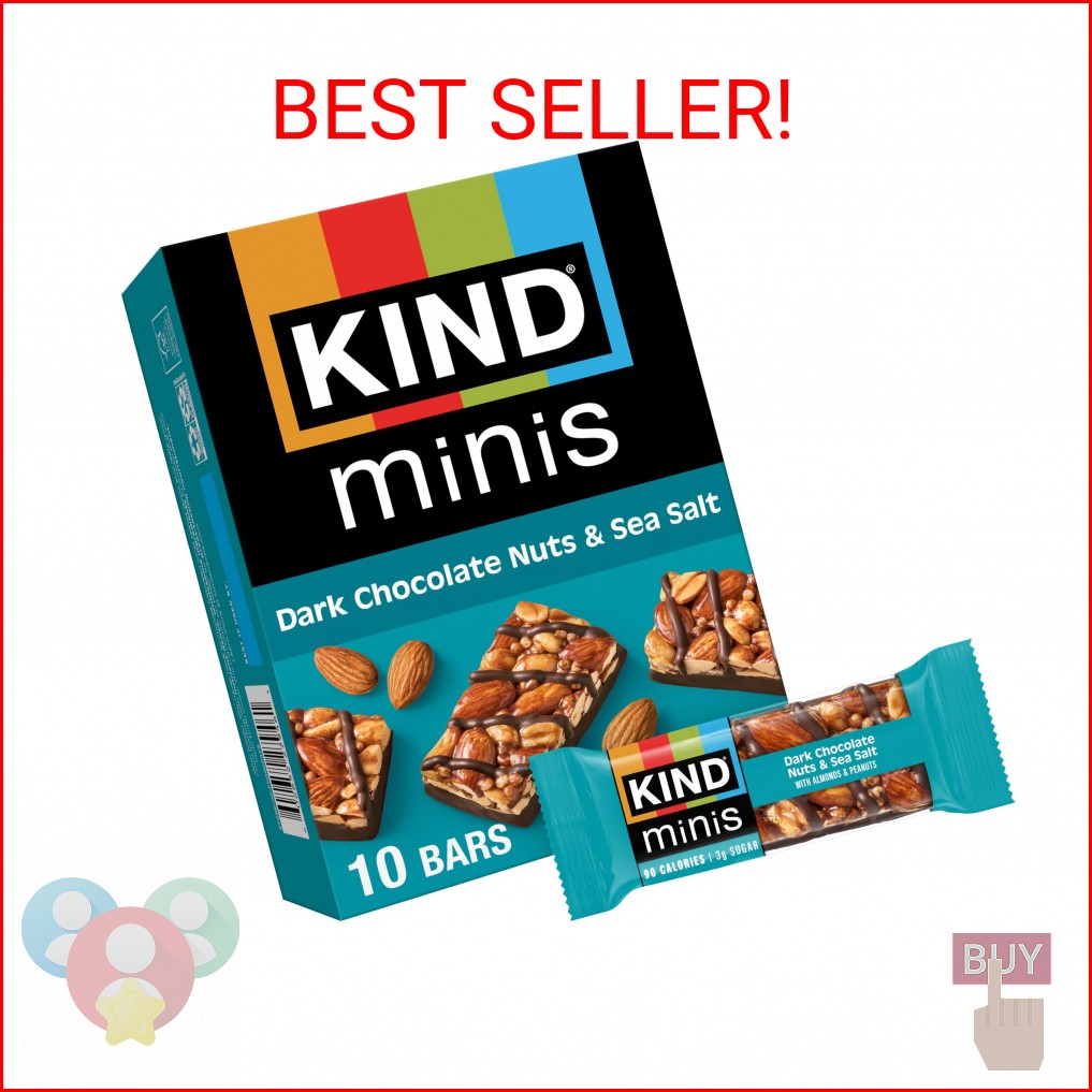 KIND Mini Snack Bars, Dark Chocolate Nuts & Sea Salt, Gluten Free, Low Sugar, Lo