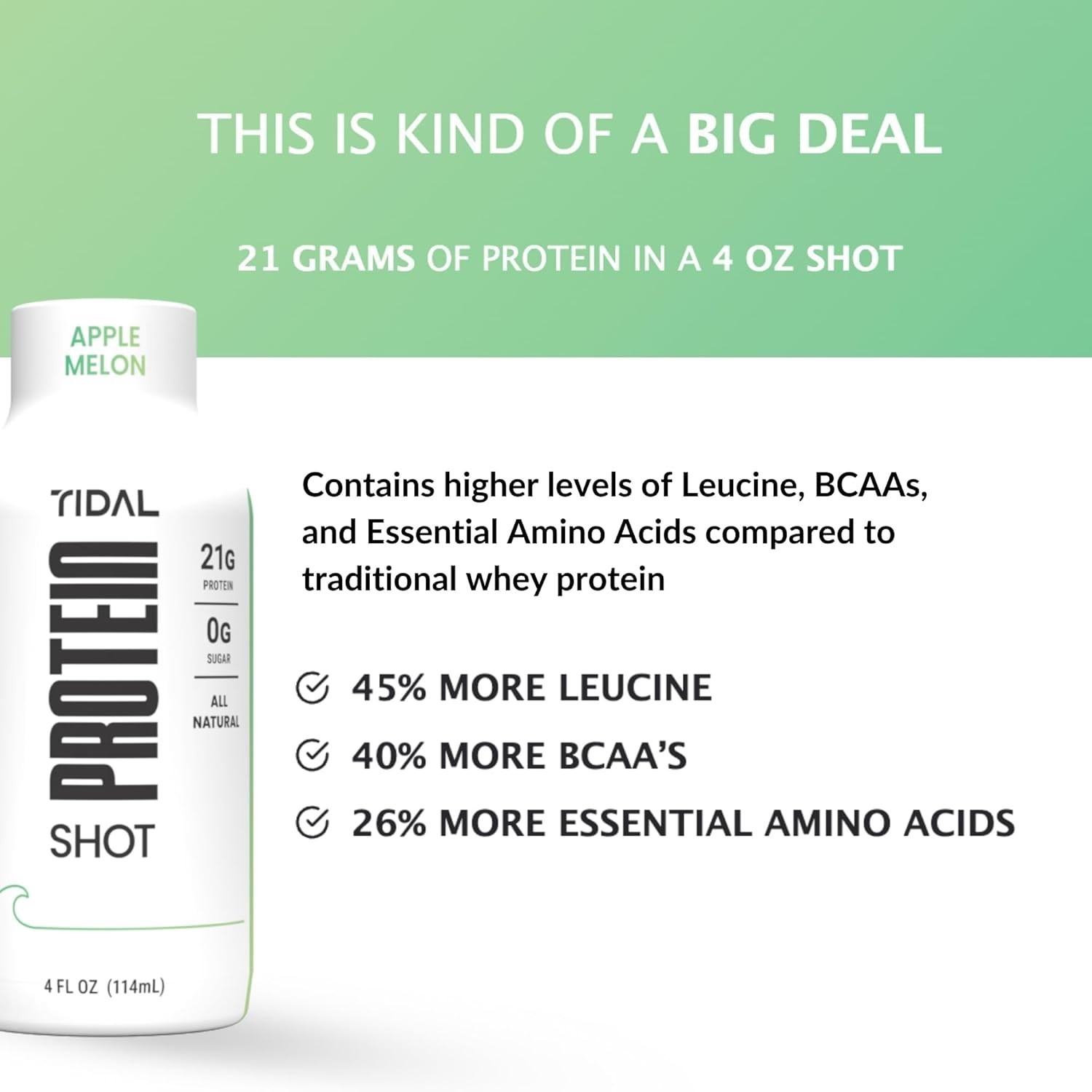 Tidal Protein Shot 4 fl oz (12 Pack) Liquid Protein Drink 21g