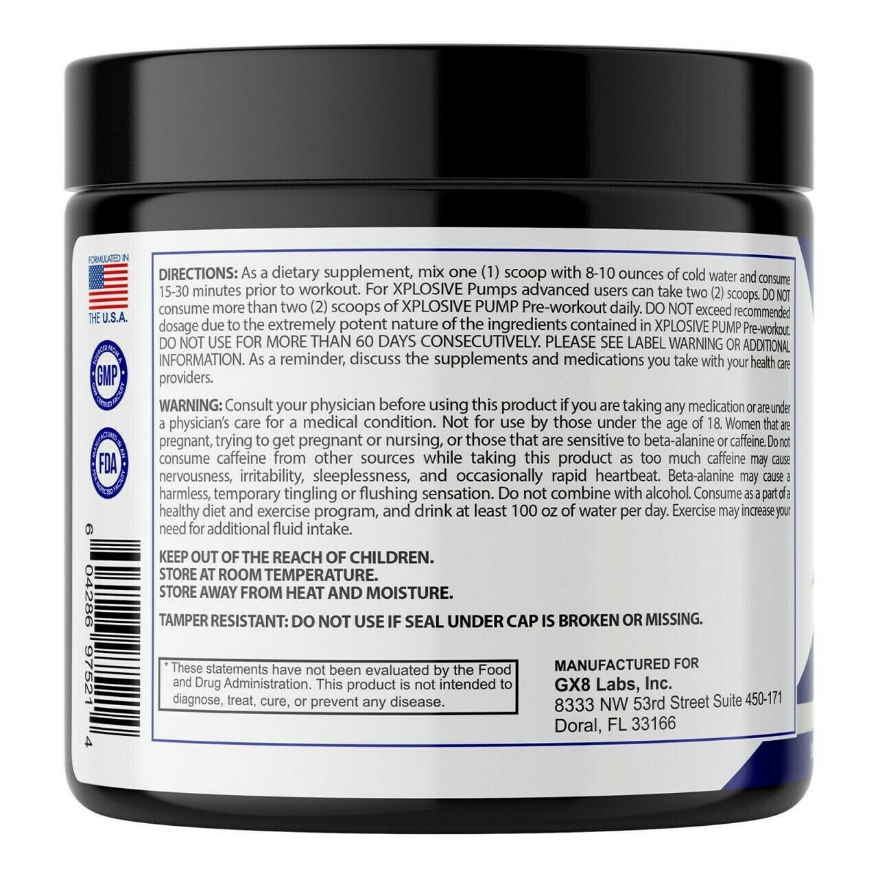 Pre-Workout Powder Bucked Muscle Pump up Supplement Energy Focus 50 Servings FP