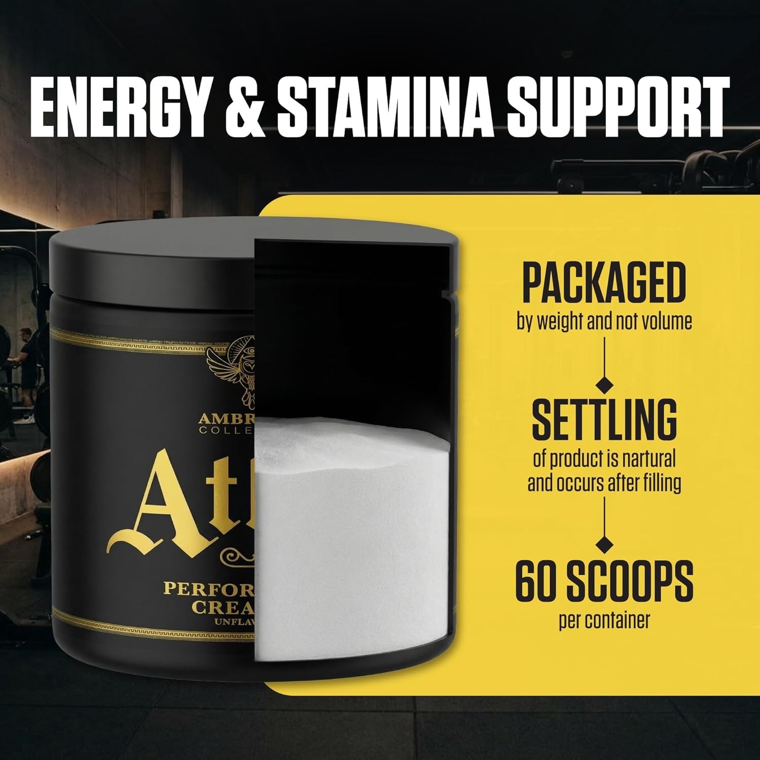 Ambrosia Atlas Performance Creatine Creapure® + Acetic 0.39 Ounce (Pack of 1)