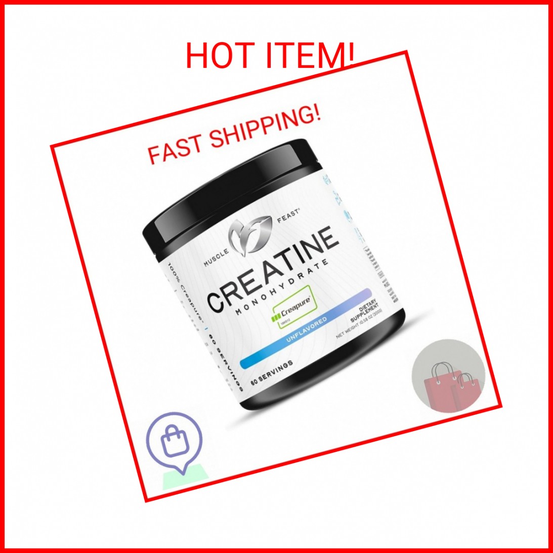 Muscle Feast Creapure Creatine Monohydrate Powder, Vegan Keto Friendly Gluten-Fr