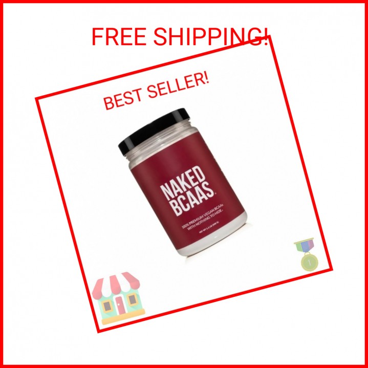 NAKED BCAAs Amino Acids Powder, Only 1 Ingredient, Pure 2:1:1 Formula, Vegan Unf