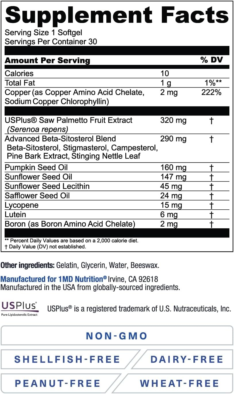 1MD Nutrition ProstateMD Saw Palmetto Prostate Support 30 Count (Pack of 1)