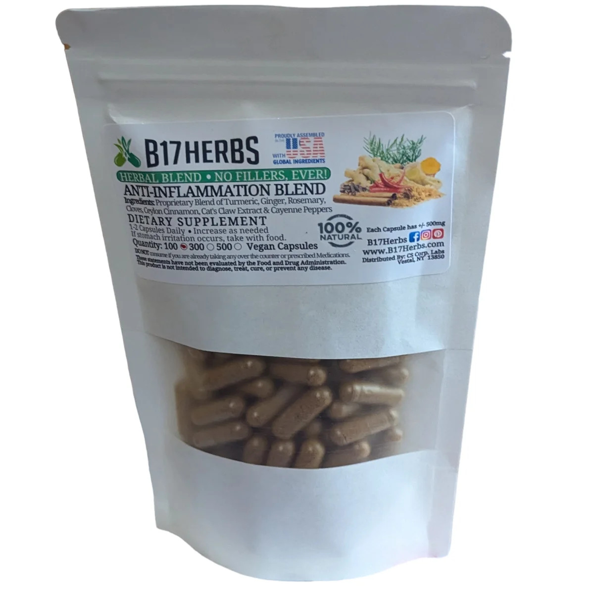 Anti Inflammation Blend w/Turmeric, Cayenne, Cloves and more – 100 Veg. Caps