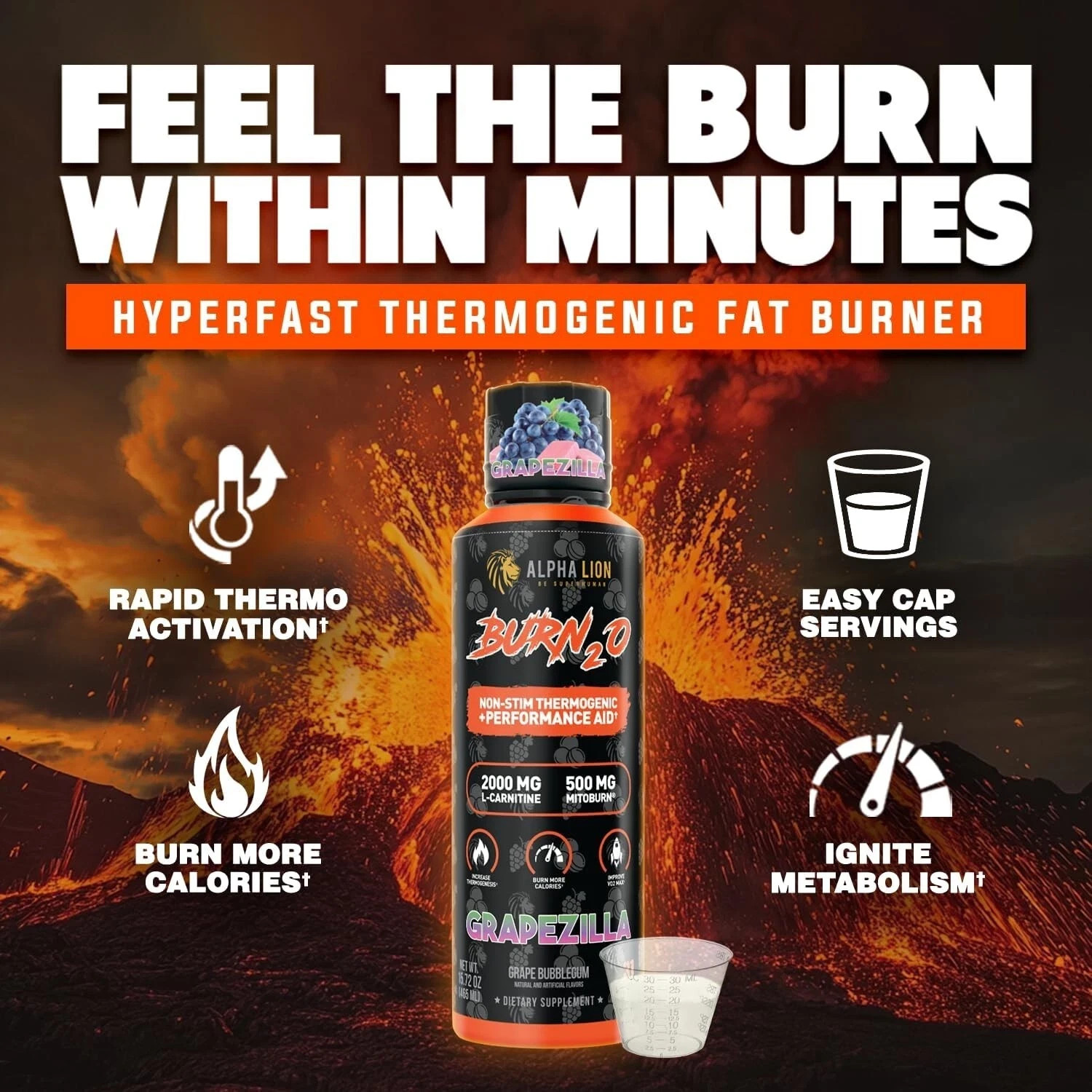 Alpha Lion BURN20 Burn 20 Stim-Free Liquid Thermogenic Fat Burner 3 Flavors 30sv