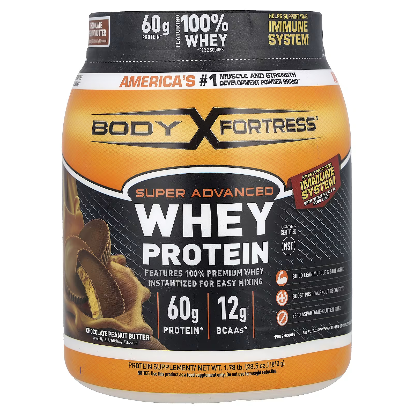 2 X Body Fortress, Super Advanced Whey Protein, Chocolate Peanut Butter, 1.78 l