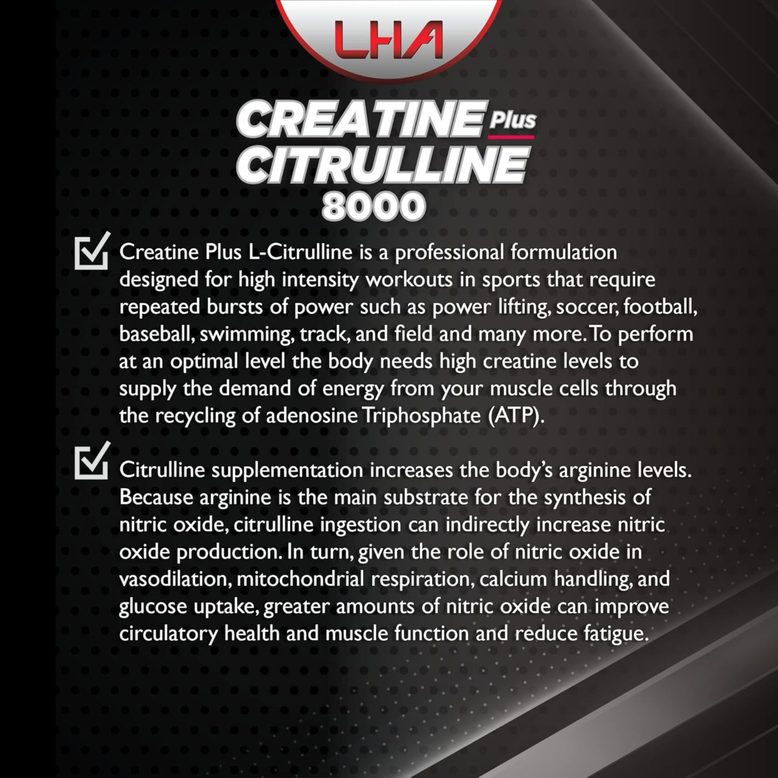 LHA Creatine Citrulline – 400g Workout Support, Green Apple flavor