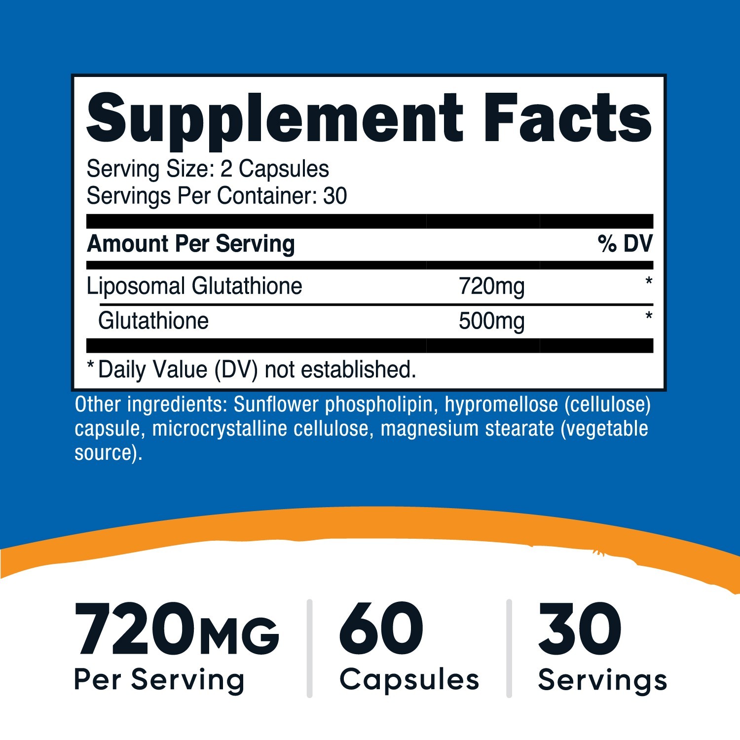 Nutricost Liposomal Glutathione Supplement 60 Capsules, 720 mg Per Serving