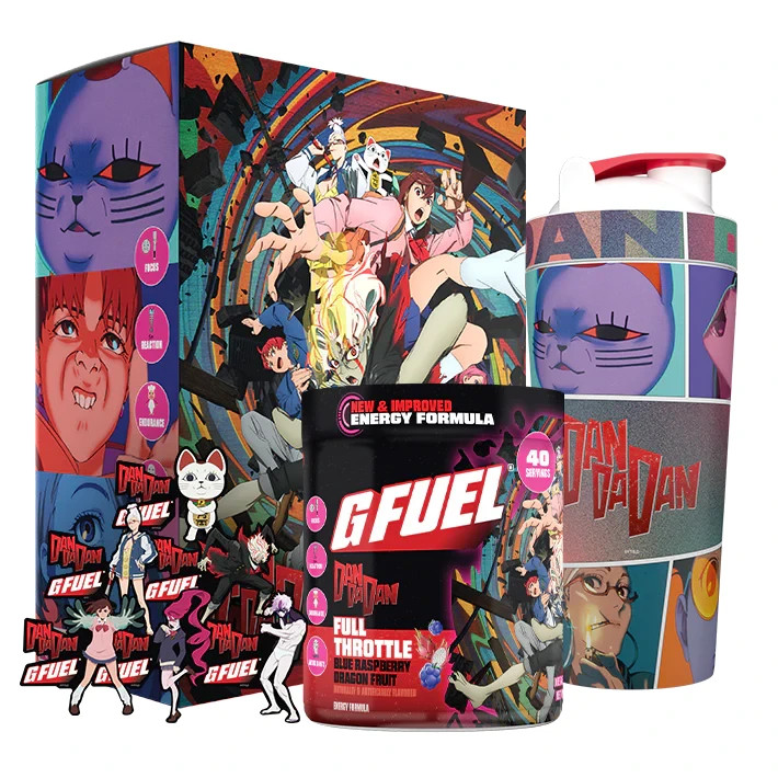 GFUEL Dan Da Dan Full Throttle Collector’s Box Metal Shaker Tub Stickers G FUEL