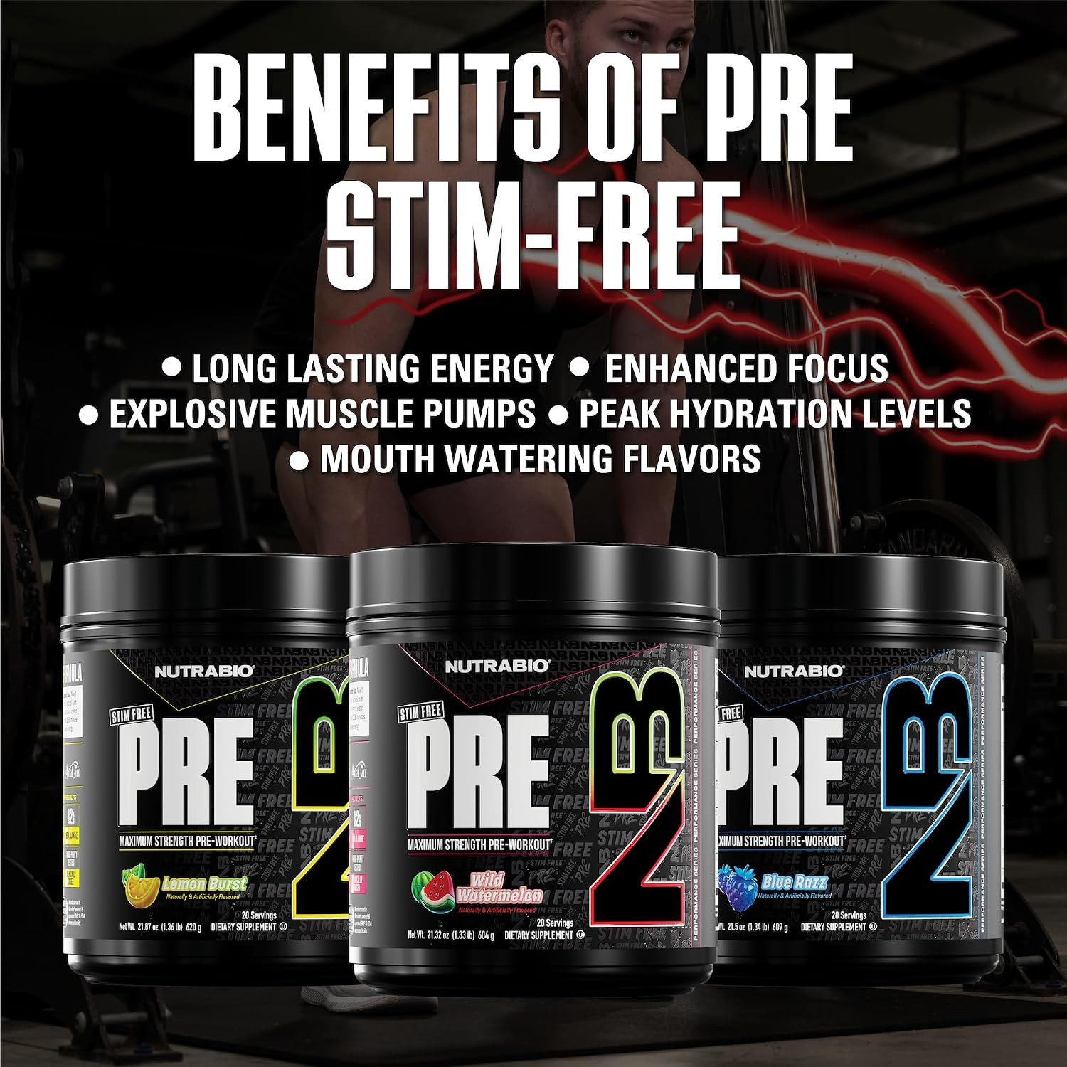 Stim-Free PRE Workout for Men, NEW Non Stim Preworkout | Laser Focus, Extreme Pu