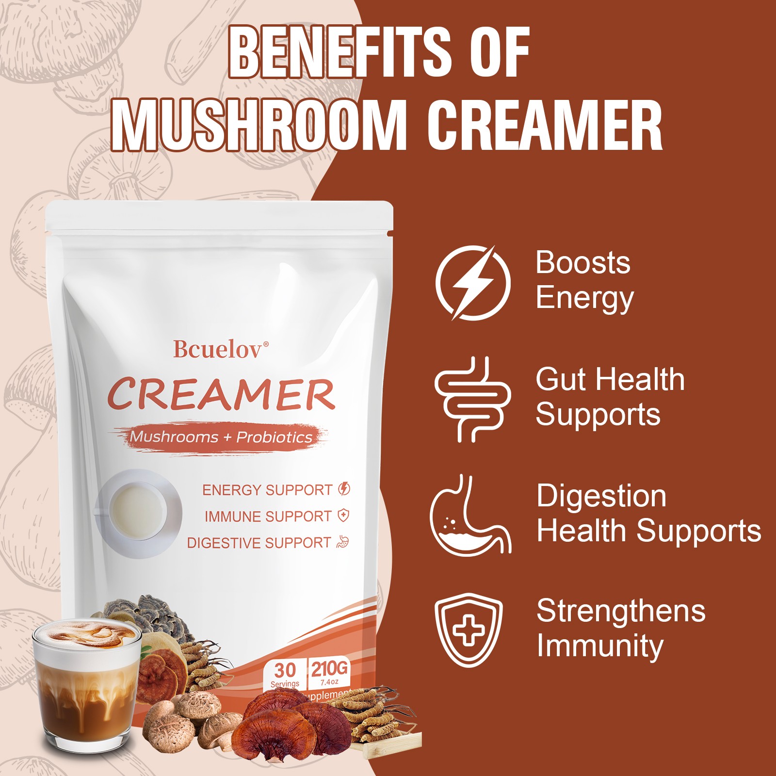 Coconut Creamer Vanilla Powder Probiotics 210 G Per Pack, Dietary Supplement