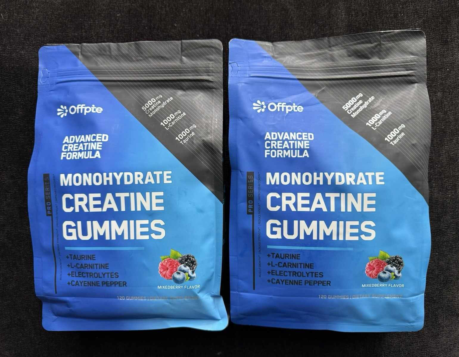 Lot of 2 Offpte Creatine Monohydrate Gummies 5000mg Sugar-Free Mixed Berry 120Ct