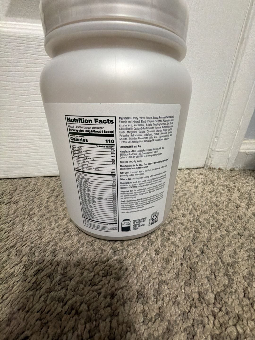 Isopure Low Carb 100% Whey Protein Isolate Dutch Chocolate Powder, 1.01 lb