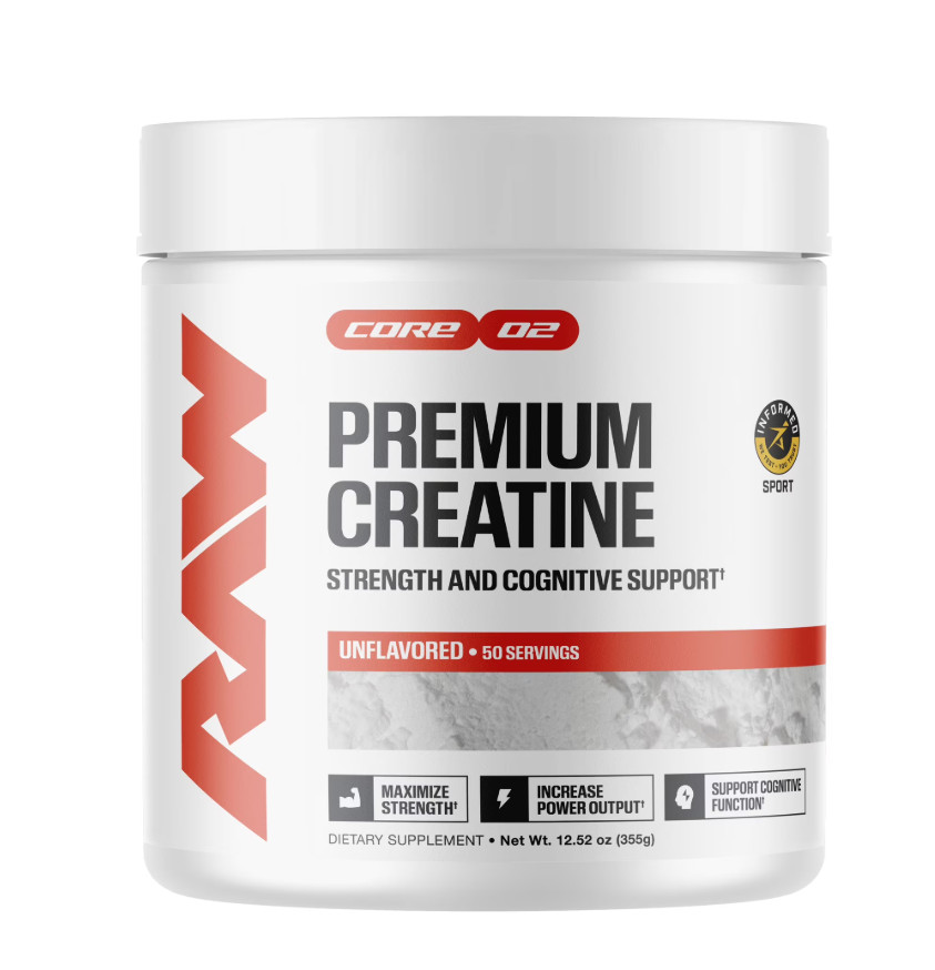 RAW Nutrition Essential 100% Pure Creatine Monohydrate Powder, Unflavored, 50