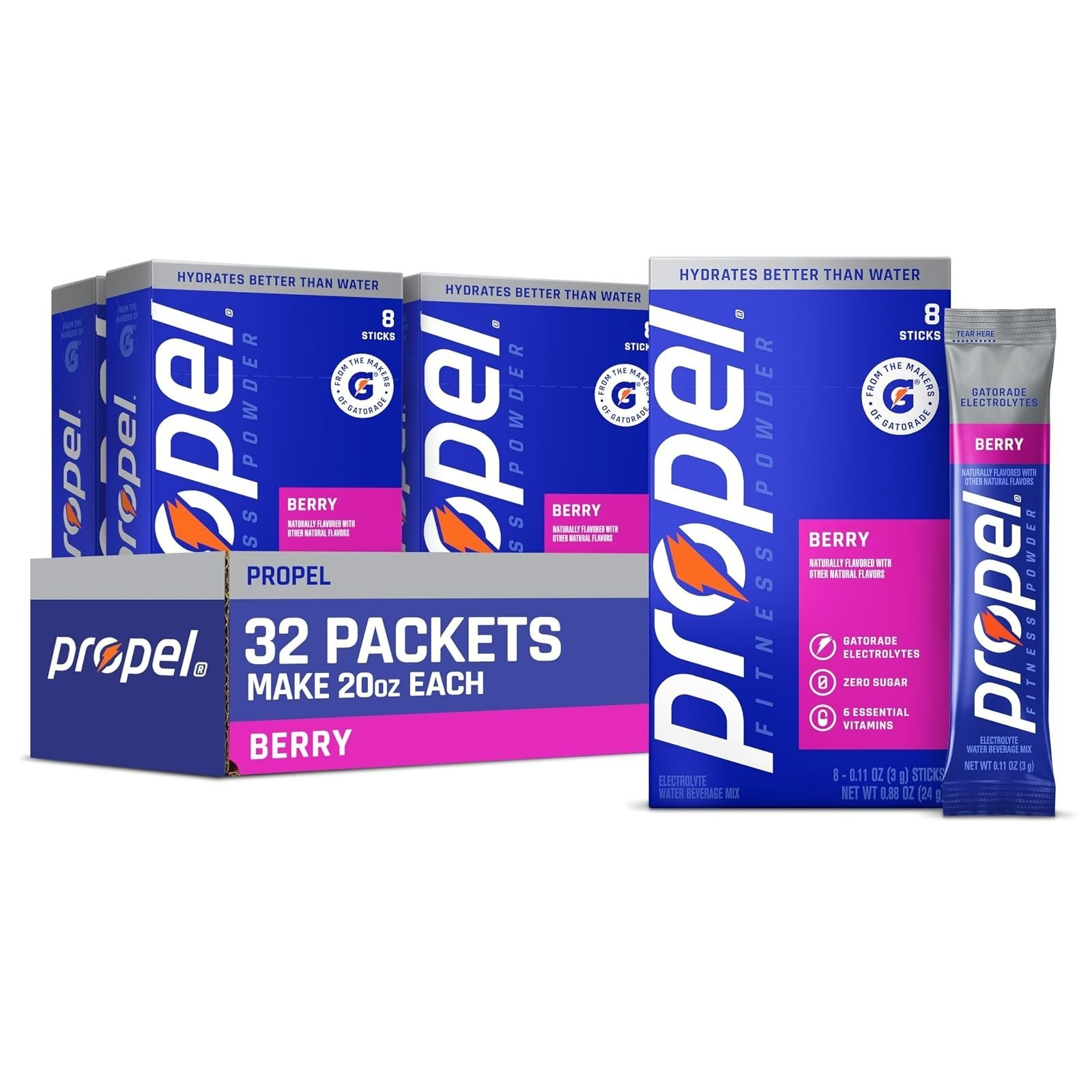 Propel Electrolyte Powder Drink Mix – Grape, Sugar Free, 32 Servings