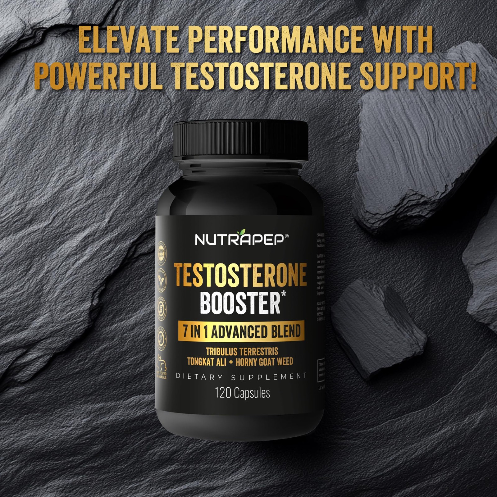 Testosterone Booster Supplement for Men – Natural 120 Count (Pack of 1)