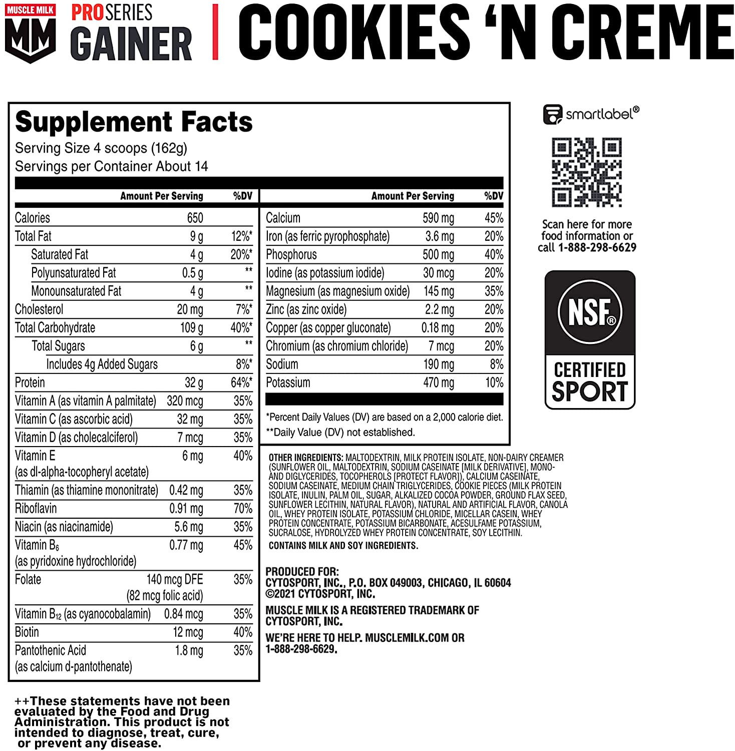 Muscle Milk Gainer Protein Powder, Chocolate, 32g Protein, 5 Pound