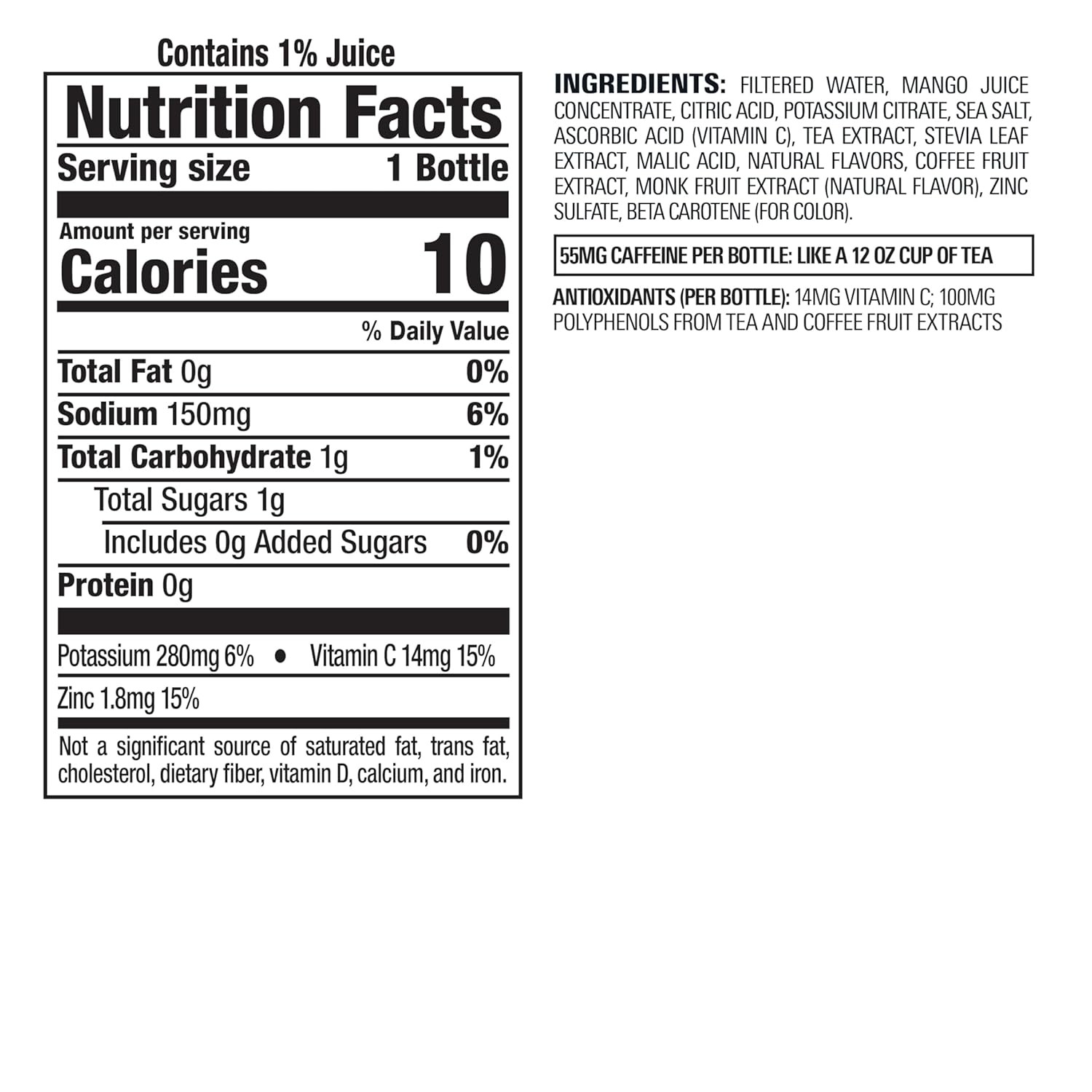 Bai Antioxidant Infused Water Beverage, Malawi Mango, with Vitamin C 12 Pack