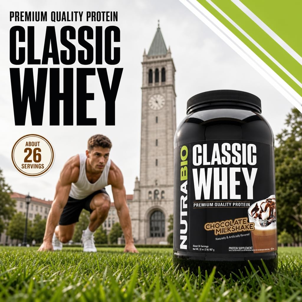 Whey Protein Powder 25G Per Scoop 2 Pound Chocolate Milkshake NutraBio Classic