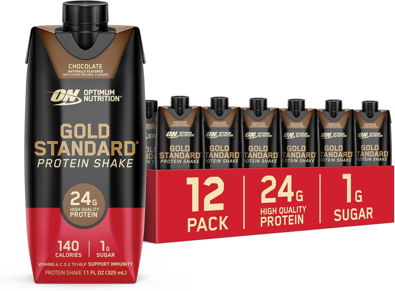 12-PK Gold Standard Protein Shake – 24g Protein 11 fl oz Chocolate Protein Shake