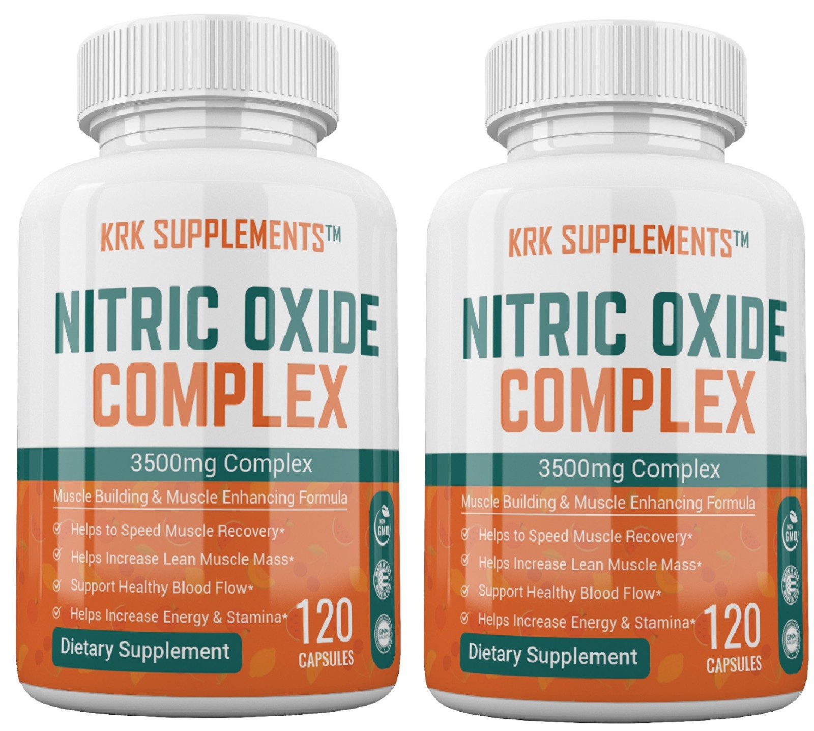 2 pk Nitric Oxide Complex 3500mg L-Arginine AAKG Muscle Pump Growth Pills