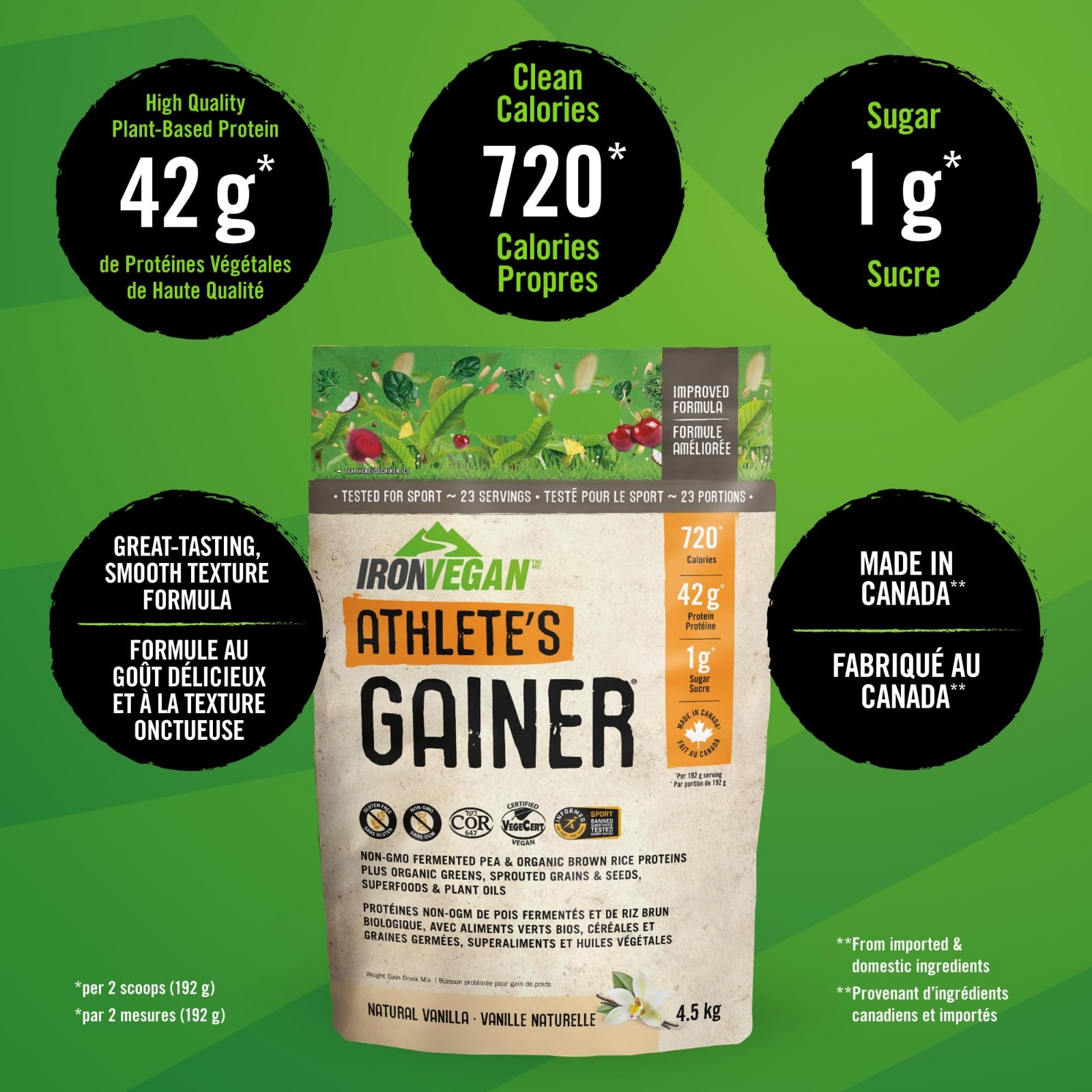 Vegan Athlete’s Gainer Protein Powder, Vanilla Flavor, 10 lbs (4.5 kg) – Muscle