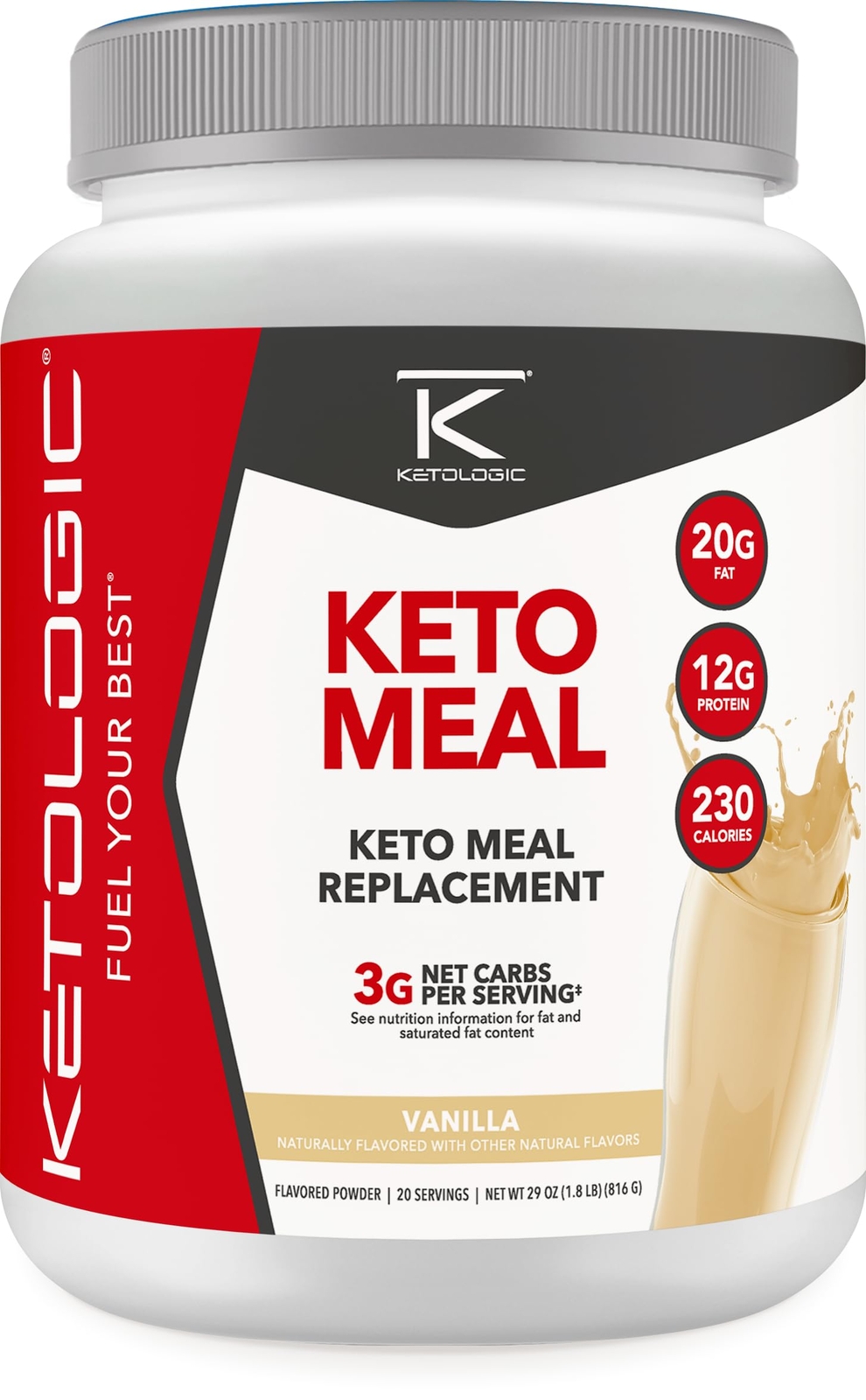 Ketologic Keto Meal Replacement Shake Powder for Optimal Results + MCT Oil + …
