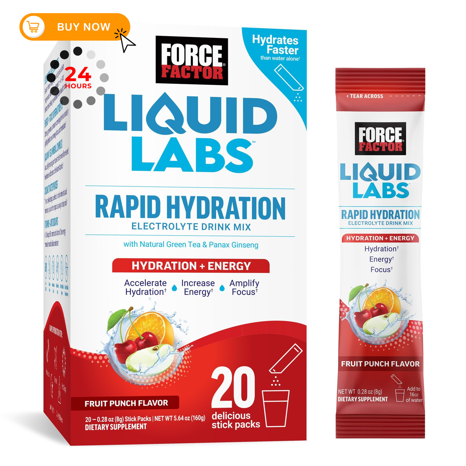 Force Factor Liquid Labs Energy Drink, 20 Servings (Pack of 1), Fruit Punch