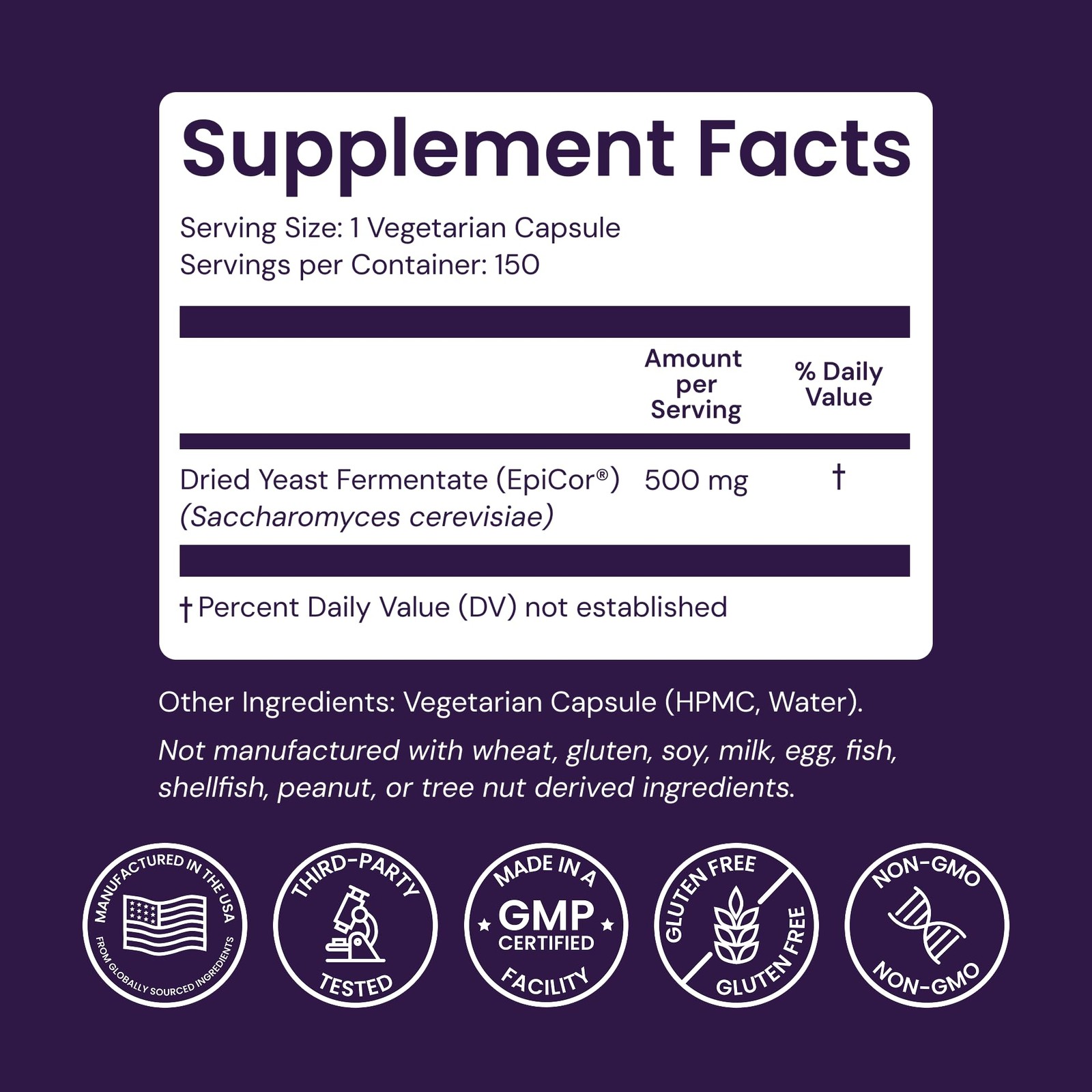 Healthy Origins Epicor 500 Mg Immune Support Non-Gmo Gluten 150 Veggie Capsules