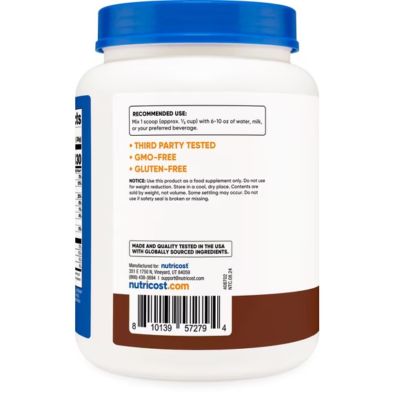 Nutricost Whey Protein Concentrate Powder Chocolate 1.5 lb 25g Protein