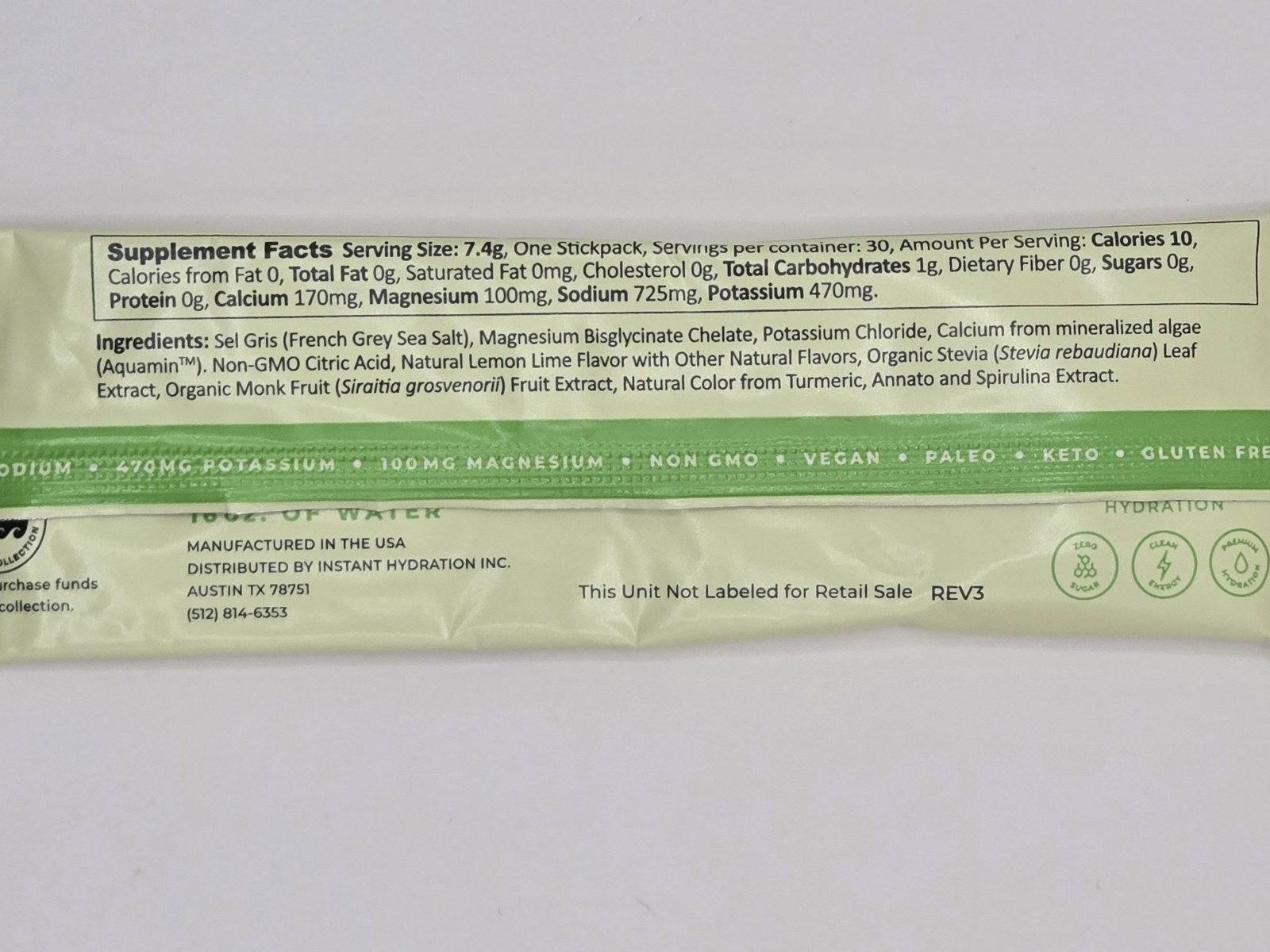 Instant Hydration Electrolyte Powder Packets Lemon Lime – 25 Packets-NEW