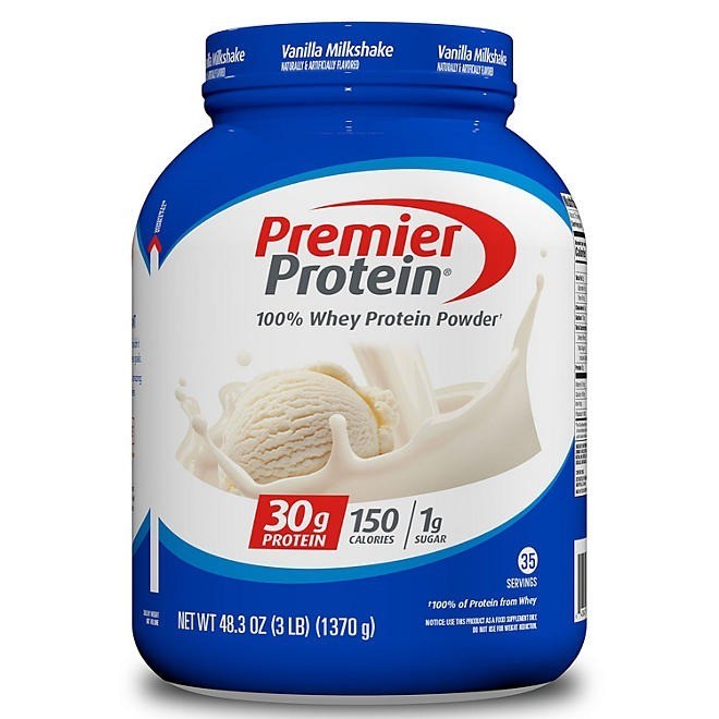Premier Protein 30g High Protein Powder, Vanilla Milkshake, 3 lbs.