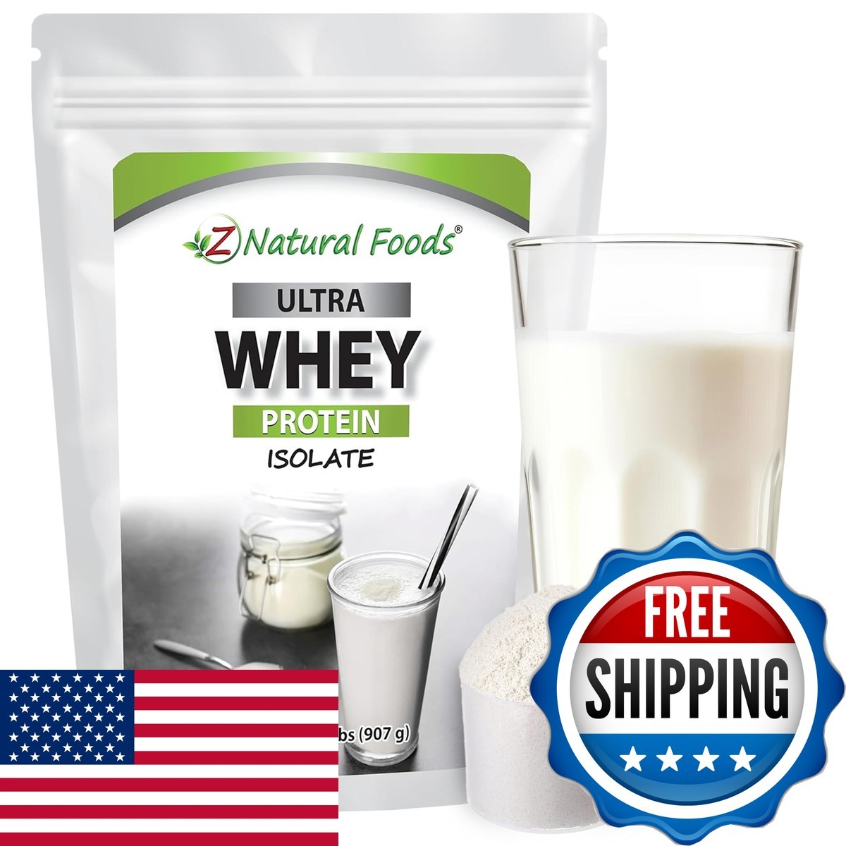 Z Natural Foods Ultra Whey Protein Isolate Powder – Unsweetened Whey, 2 lb