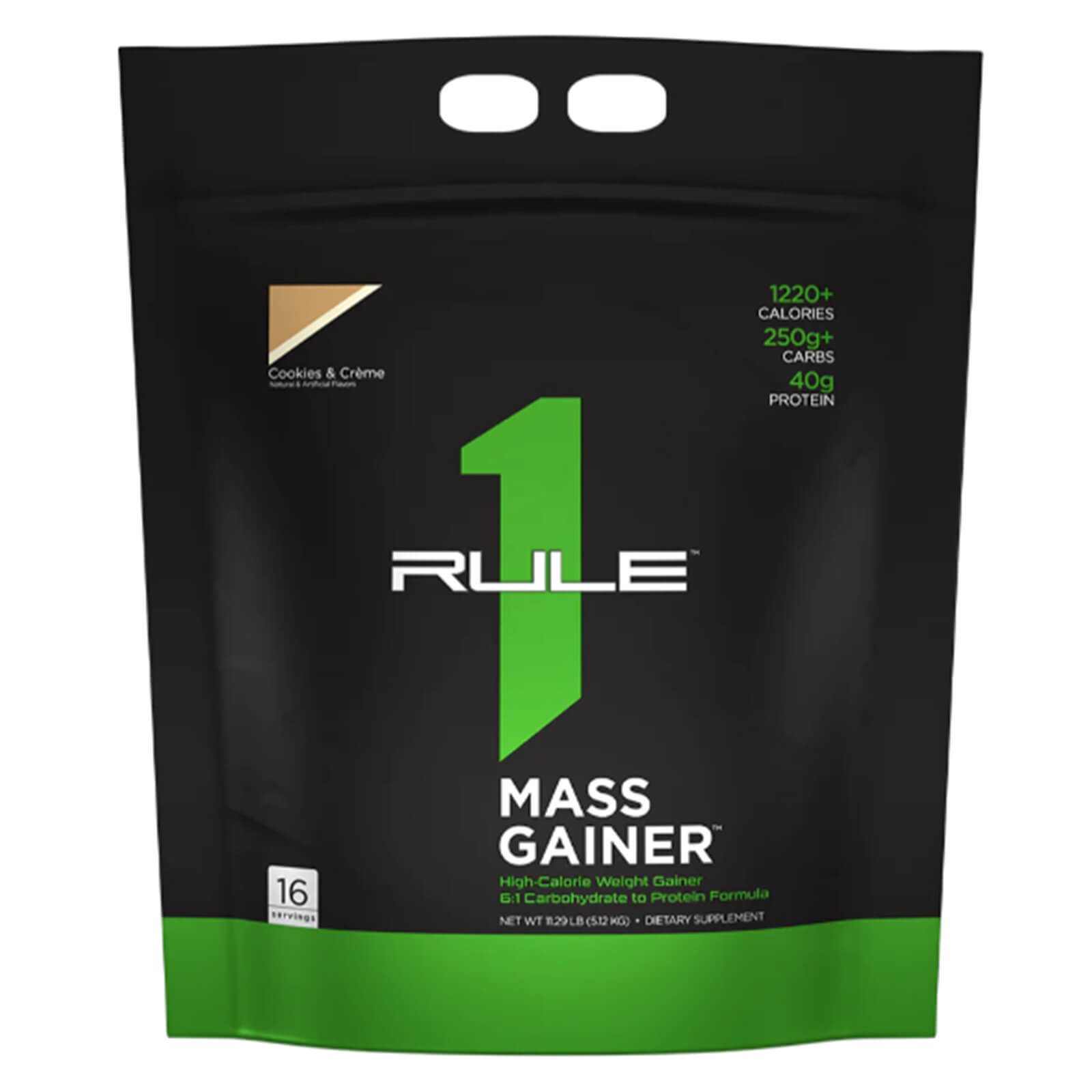 RULE 1 Mass Gainer 16 serv Cookies Creme Mass Weight Gainer 11.29lb